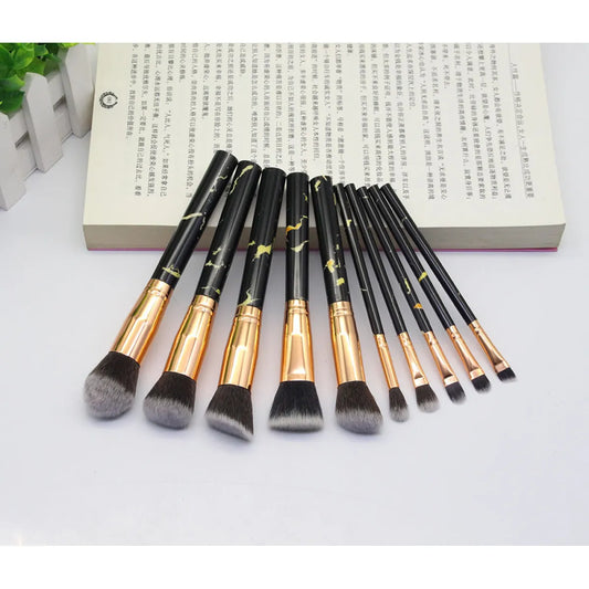 15 Marbled Design Makeup Brushes Set